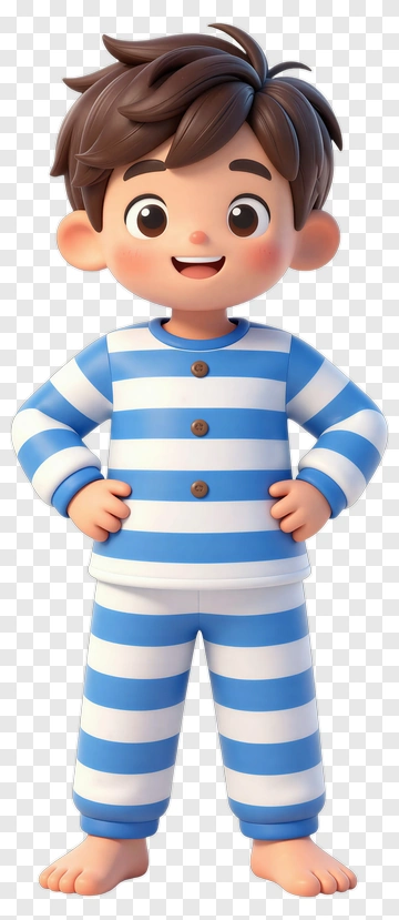 Cartoon Boy In Striped Pajamas PNG
