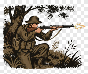 Soldier Aiming A Rifle In A Forest PNG