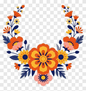 Colorful Floral Wreath PNG