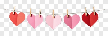 Colorful Paper Hearts Hanging On A String PNG