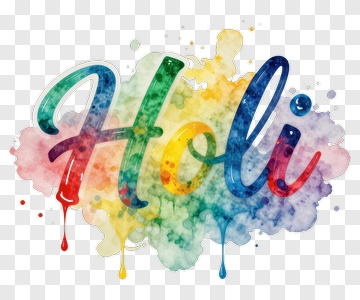 Colorful Holi Celebration Text PNG