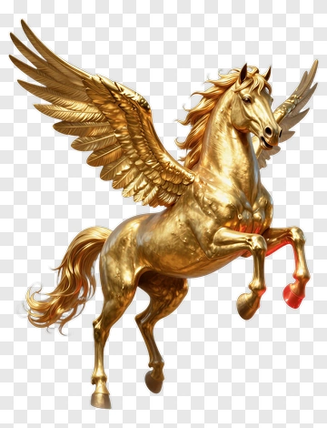 Golden Winged Horse PNG