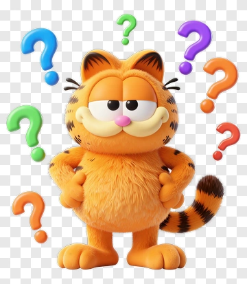 3D Cartoon Cat With Question Marks PNG