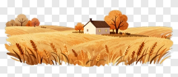 Autumn Landscape With House And Wheat Field PNG