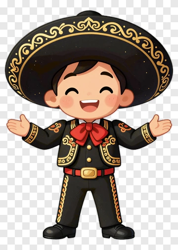 Cartoon Boy In Traditional Mexican Outfit PNG