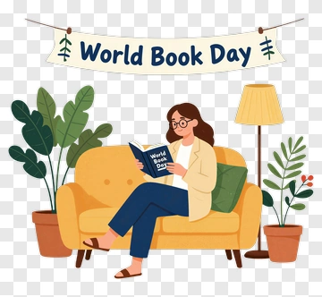 Woman Reading On World Book Day PNG