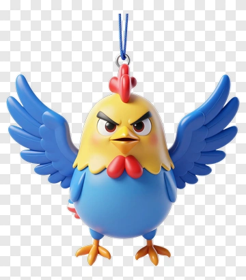 Cartoon Chicken Character With Wings PNG