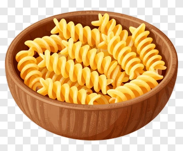 Fusilli Pasta In A Wooden Bowl PNG