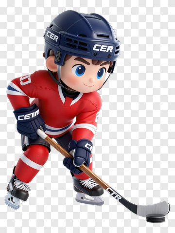 3D Hockey Player Skating With A Hockey Stick PNG