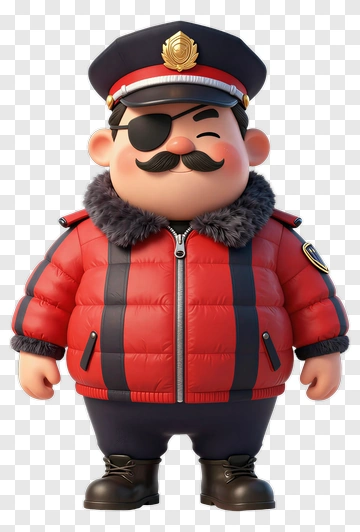 3D Cartoon Police Officer With Red Jacket PNG