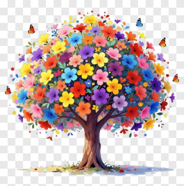Colorful Flowering Tree PNG