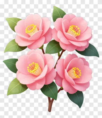 Colorful Pink Camellia Flowers PNG