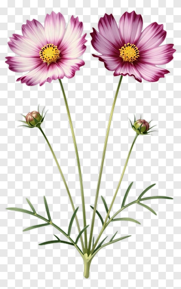 Pink Cosmos Flowers PNG