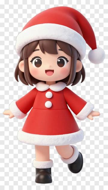 Cartoon Girl In Santa Outfit PNG