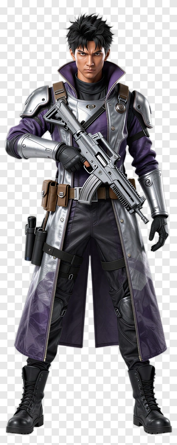 Futuristic Soldier With Weapon PNG