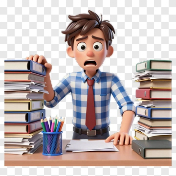 Stressed Office Worker Surrounded By Paperwork PNG