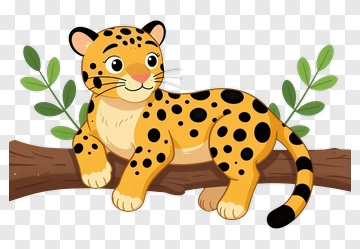 Cartoon Leopard Laying On A Branch PNG
