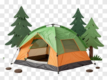 Camping Tent Surrounded By Trees PNG