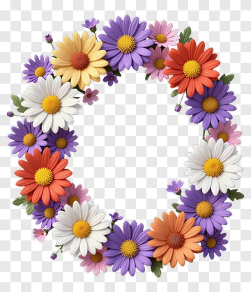 Colorful Floral Wreath PNG