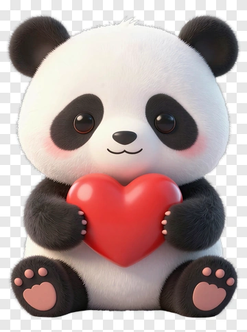 Cute Panda Holding A Heart PNG