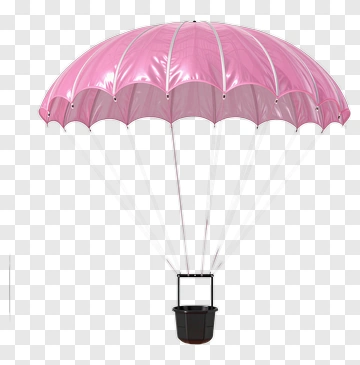 Pink Parachute With A Black Basket PNG