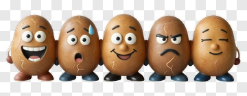 Cartoon Potatoes With Different Expressions PNG