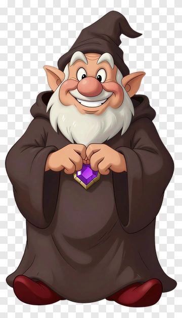 Cartoon Gnome Holding A Purple Gem PNG