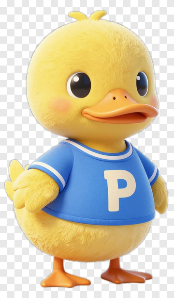 Cartoon Duck In Blue Shirt PNG