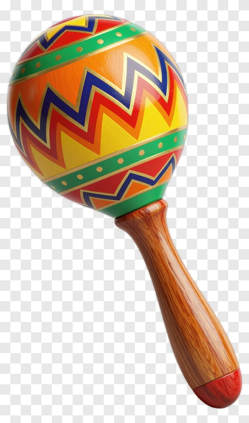 Colorful Maraca With Wooden Handle PNG
