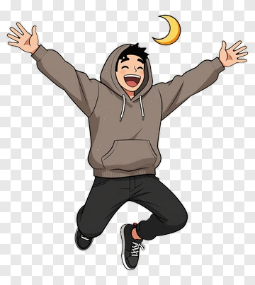 Cartoon Boy Jumping With Joy PNG