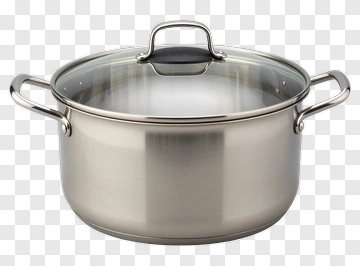Stainless Steel Cooking Pot With Glass Lid PNG