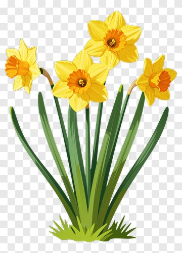 Colorful Daffodil Flowers PNG