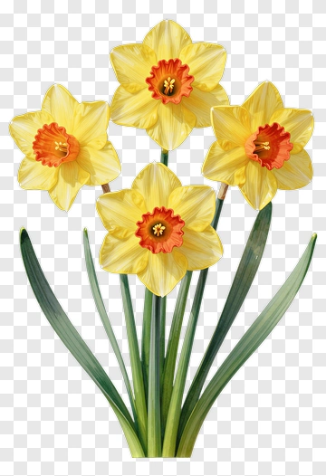 Colorful Daffodil Flowers PNG