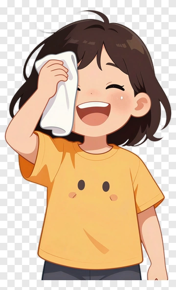 Happy Girl Wiping Sweat With A Towel PNG