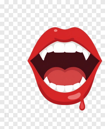 Cartoon Mouth With Fangs And Blood PNG