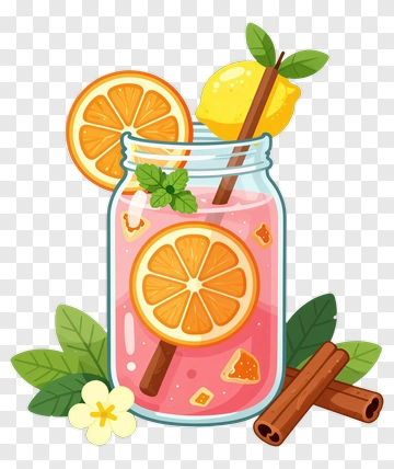 Colorful Lemonade In A Jar With Orange And Mint PNG