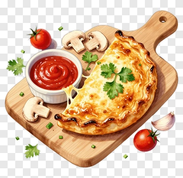Delicious Calzone With Tomato Sauce And Vegetables PNG