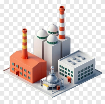 3D Industrial Factory Complex PNG