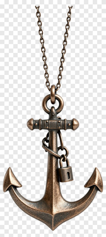 Bronze Anchor Pendant Necklace PNG
