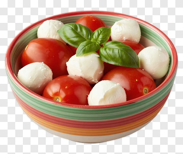 Colorful Bowl Of Tomatoes And Mozzarella PNG