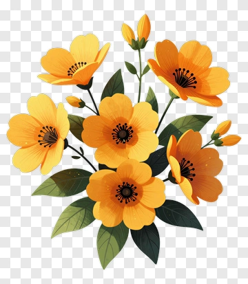 Colorful Bouquet Of Yellow Flowers PNG