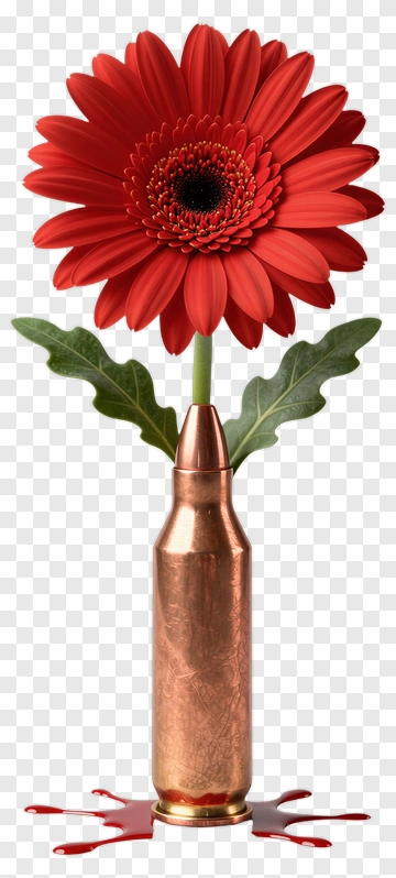 Red Flower In A Bullet Vase PNG
