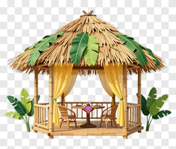 Tropical Gazebo With Leafy Decor PNG