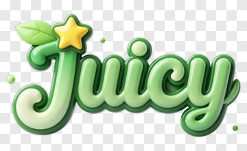 Juicy Text With Leaf And Star PNG