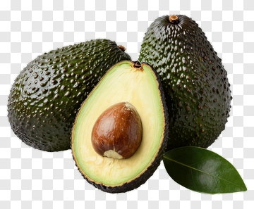 Avocado With Halved Fruit And Leaf PNG