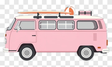 Pink Vintage Surf Van PNG