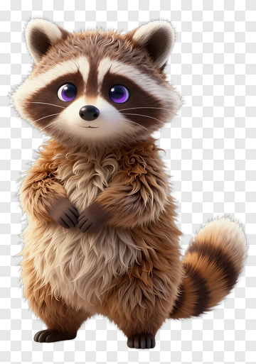 Cute Cartoon Raccoon Character PNG