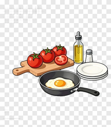 Fried Egg With Tomatoes And Olive Oil PNG