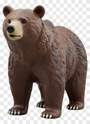 3D Brown Bear Figurine PNG
