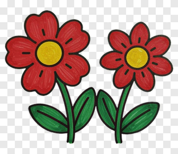 Colorful Cartoon Flowers PNG